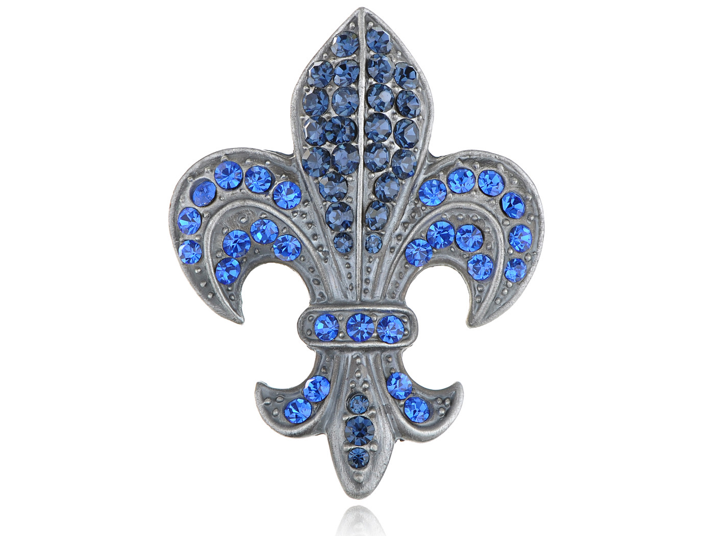 Blue Sapphire Crystal Rhinestone Fleur De Lis Pin Brooch