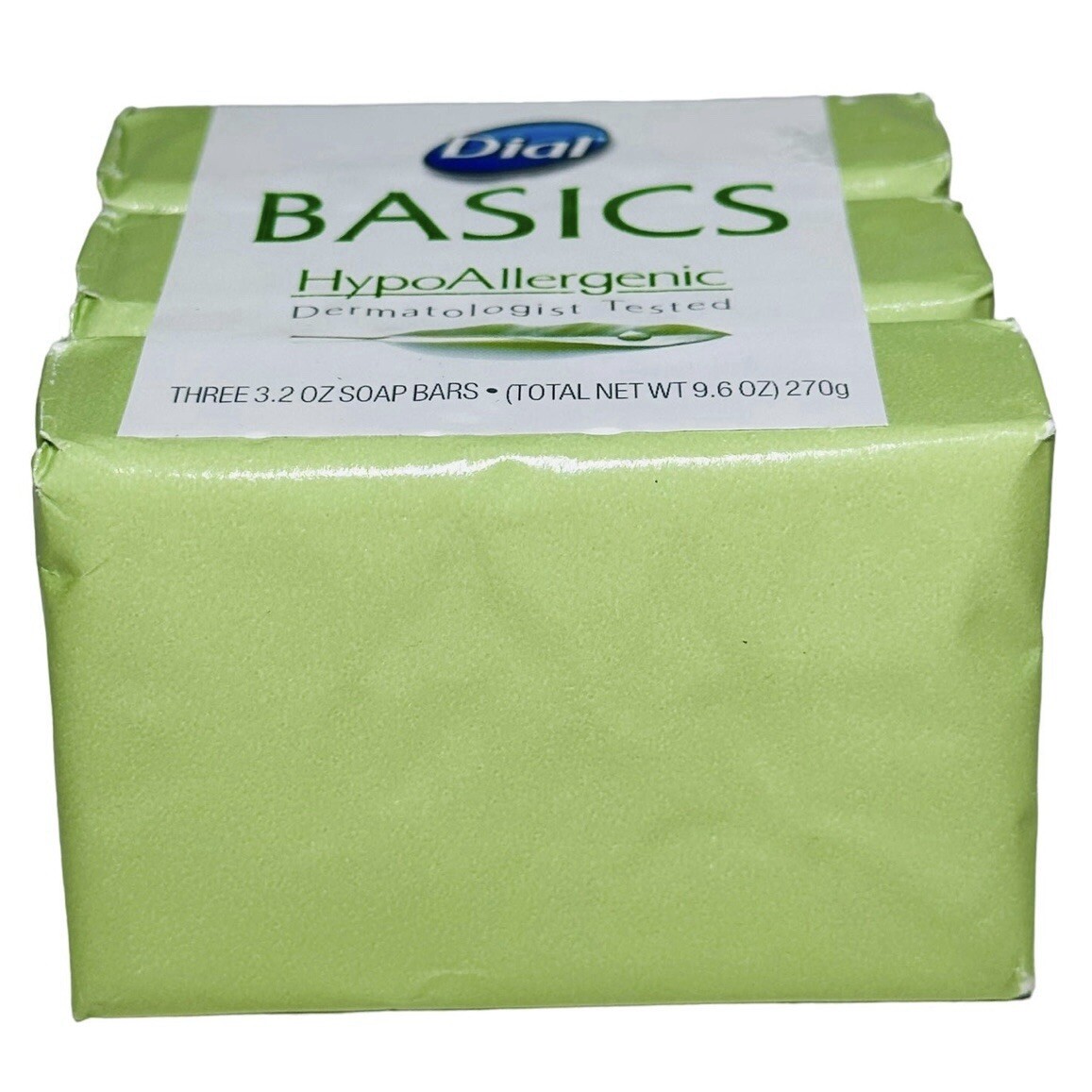 Dial Basics Hypoallergenic Bar Soap, 3.2 oz, 3 Pack, NEW