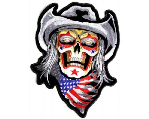 RODEO SKULL Back Patch Large Patch Iron On Biker Patch Cowboy USA Flag Cowboy