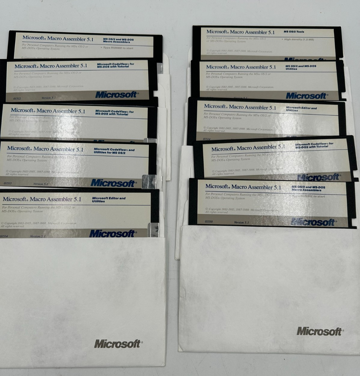 Microsoft Macro Assembler 5.1 OS/2 & MS-DOS Software 5.25" Disks
