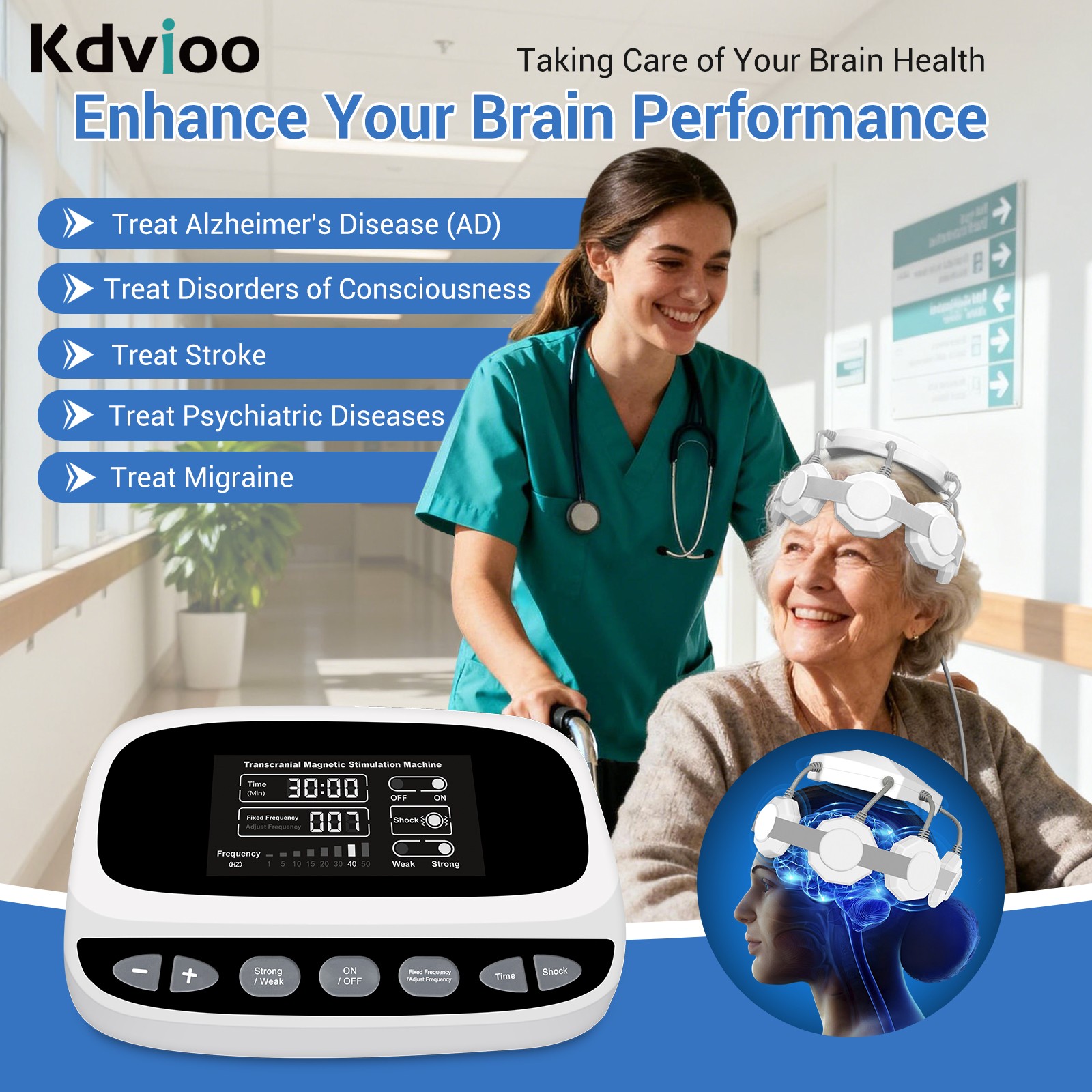 TMS Brain Stimulation Device for Depression Anxiety Parkinson Insomnia Help New