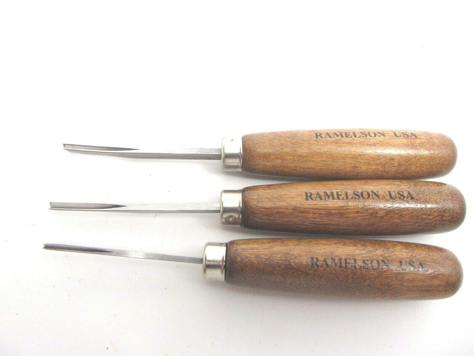 3 Ramelson Bent Veiner Line 60 Degree V Checkering Wood Carving Hand Chisel T...