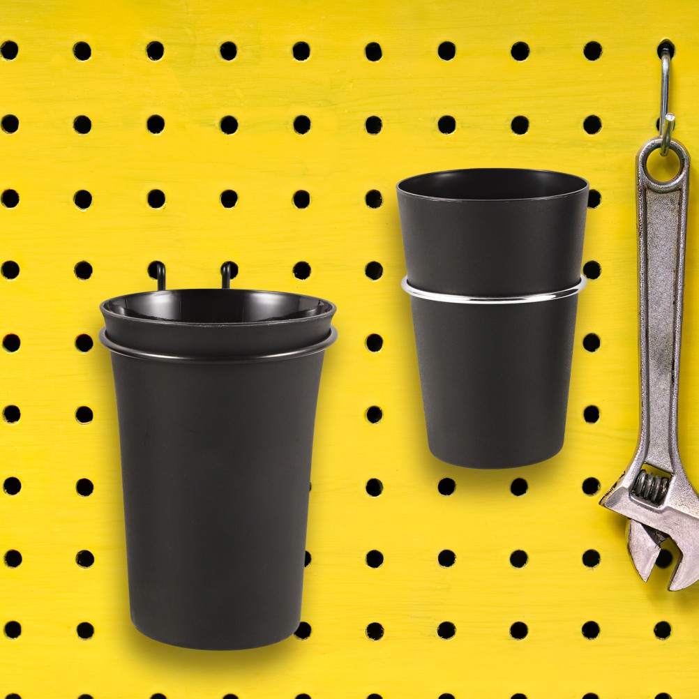 2Pcs Multi-Function Pegboard Cup Holders Black Metal Durable for Home Workshop