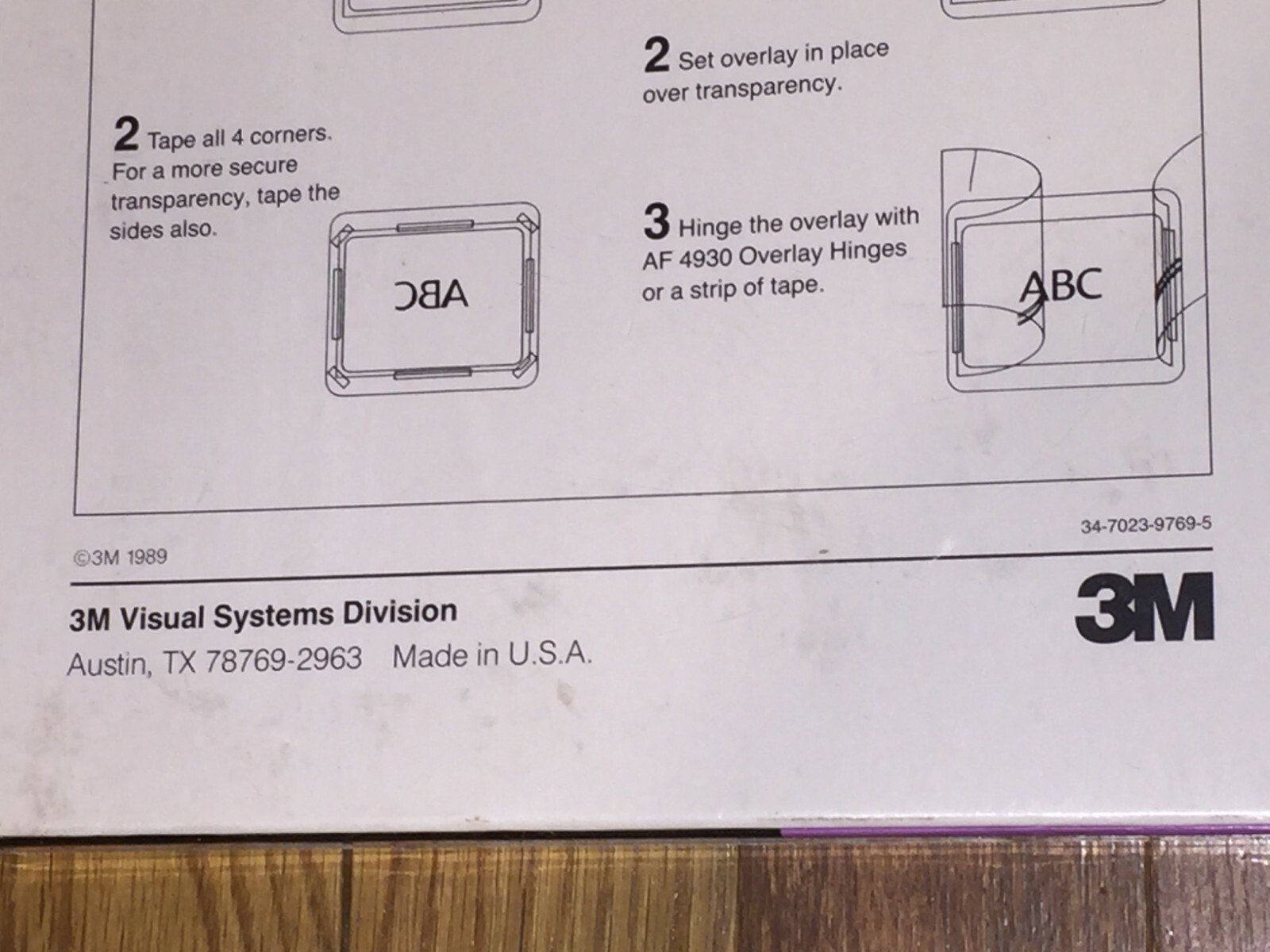 3M Cardboard Transparency MOUNTING FRAMES RS 7120 in Storage Box White Board