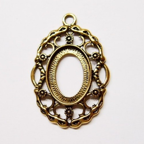 6 of 25x18mm Antique Gold Plated Art Nouveau Flowered Pendant Settings 51x35mm