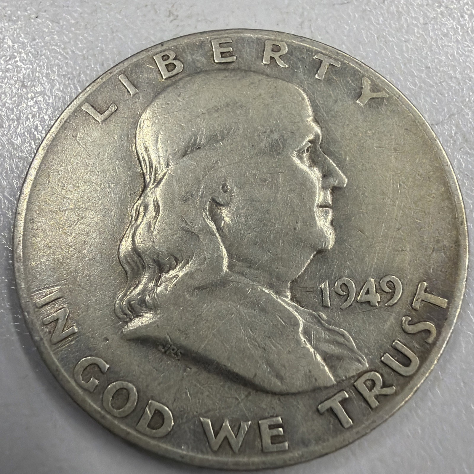 Rare 1949-D Franklin Half Dollar Full Bell Actual Coin. Better grade Keydate