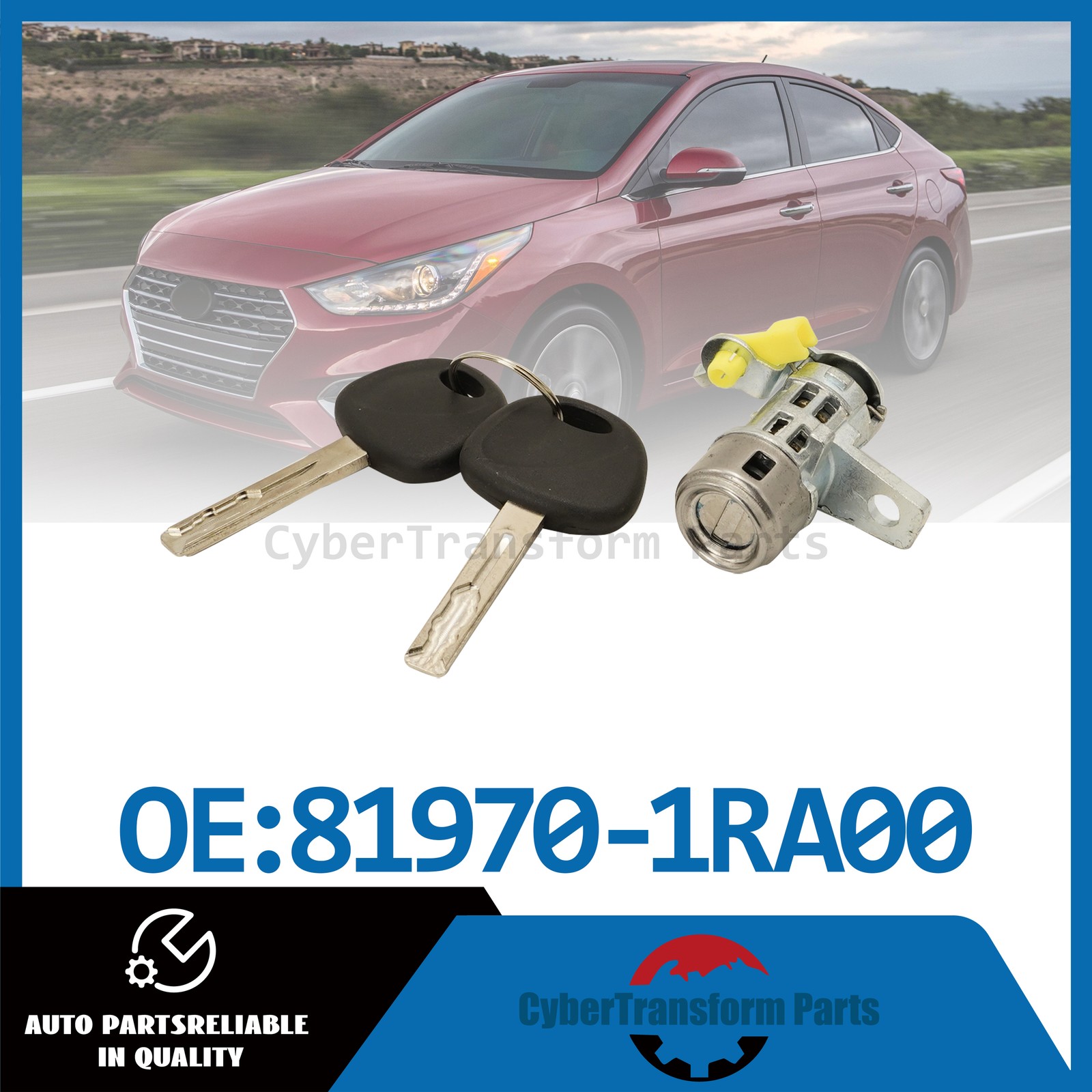 NEW Front Door Lock Cylinder W/ 2 Keys 81970-1RA00 For 12-17 Hyundai Accent US