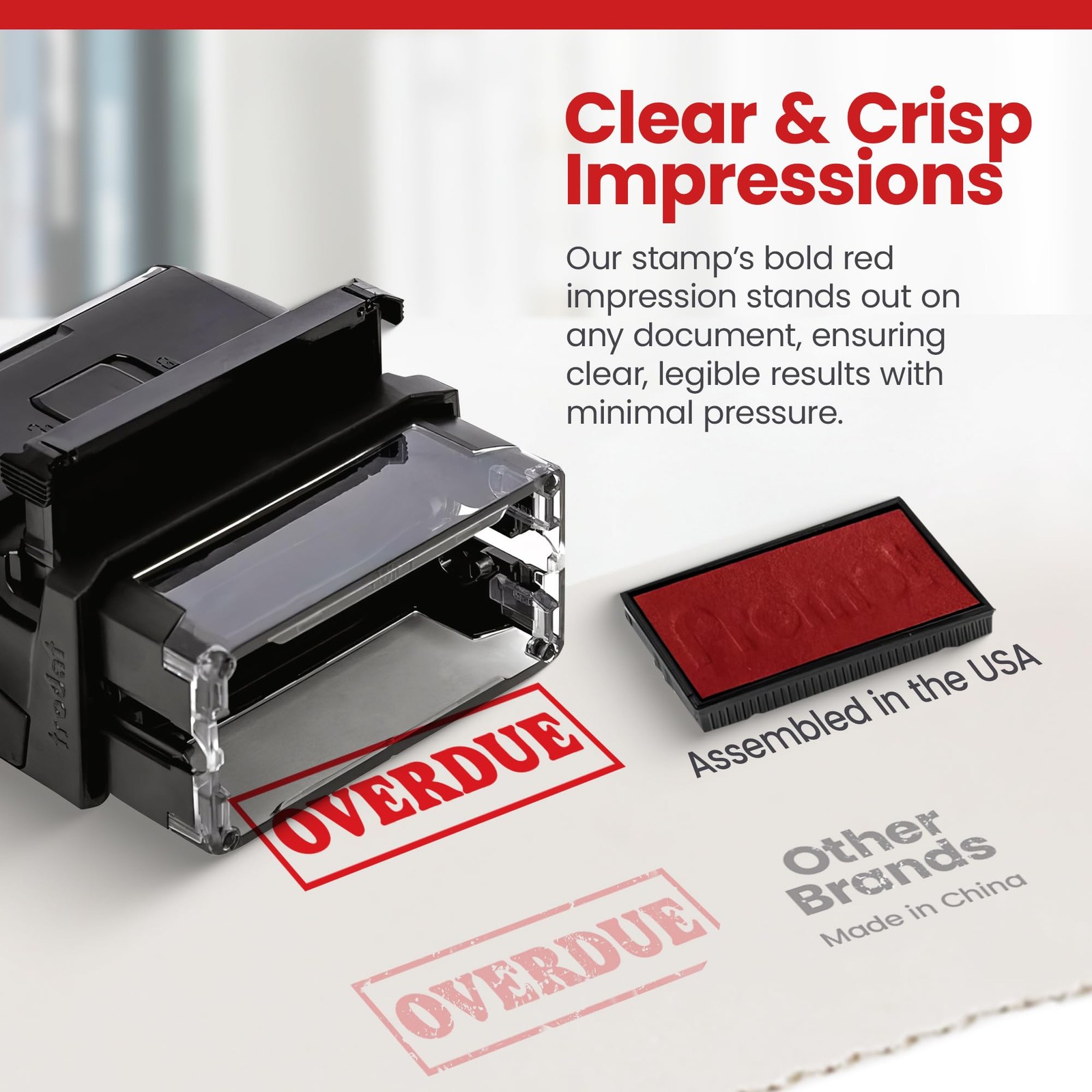 Overdue Self Inking Rubber Stamp, Red Ink Business Office Paperwork Tool Mark