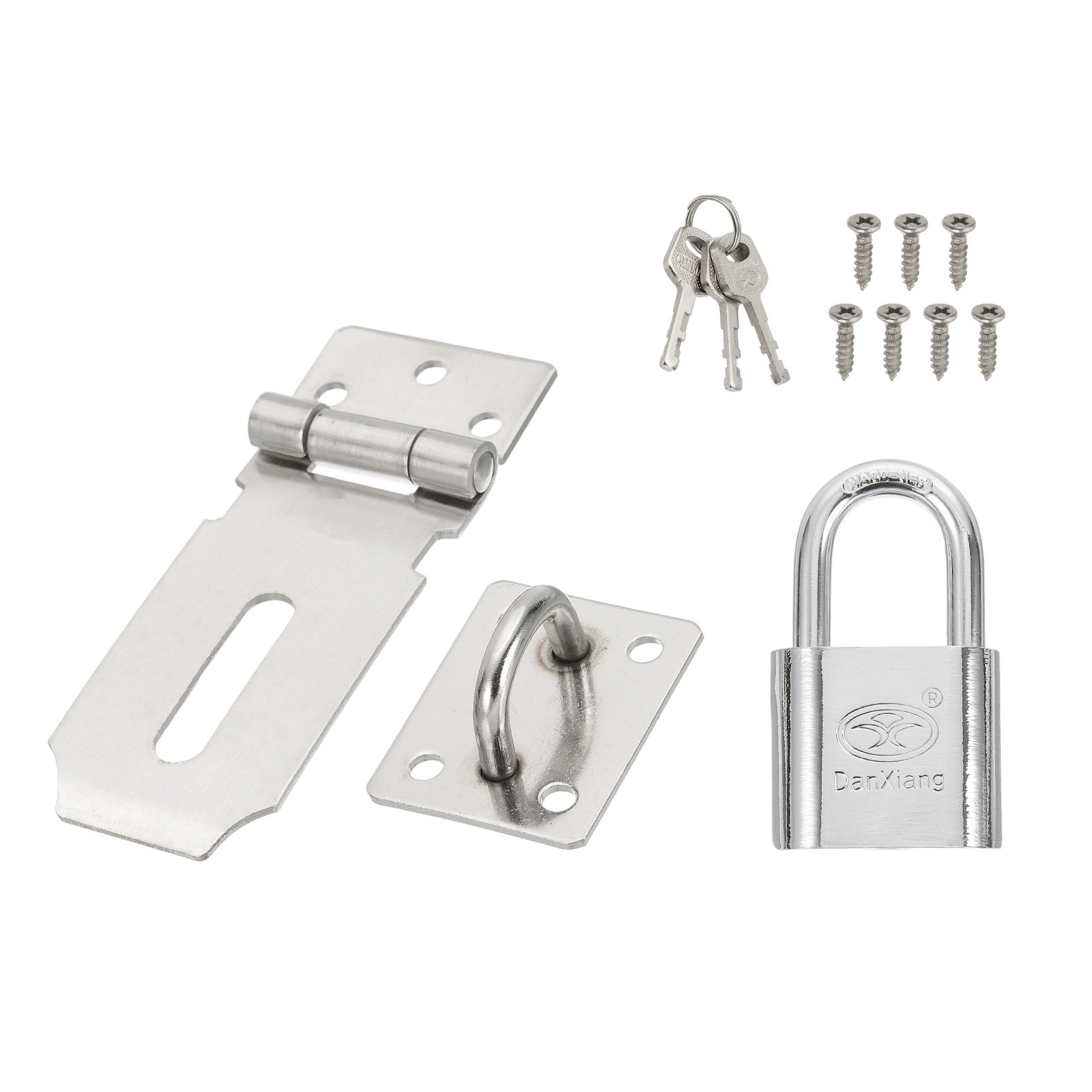 3" Padlock Hasp Set Stainless Steel Door Lock Latch with Keys Screws