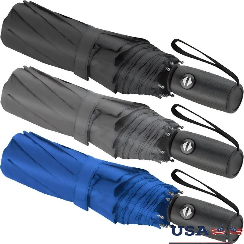 Compact Travel Umbrellas Windproof Lightweight Automatic Open Set of 3 New