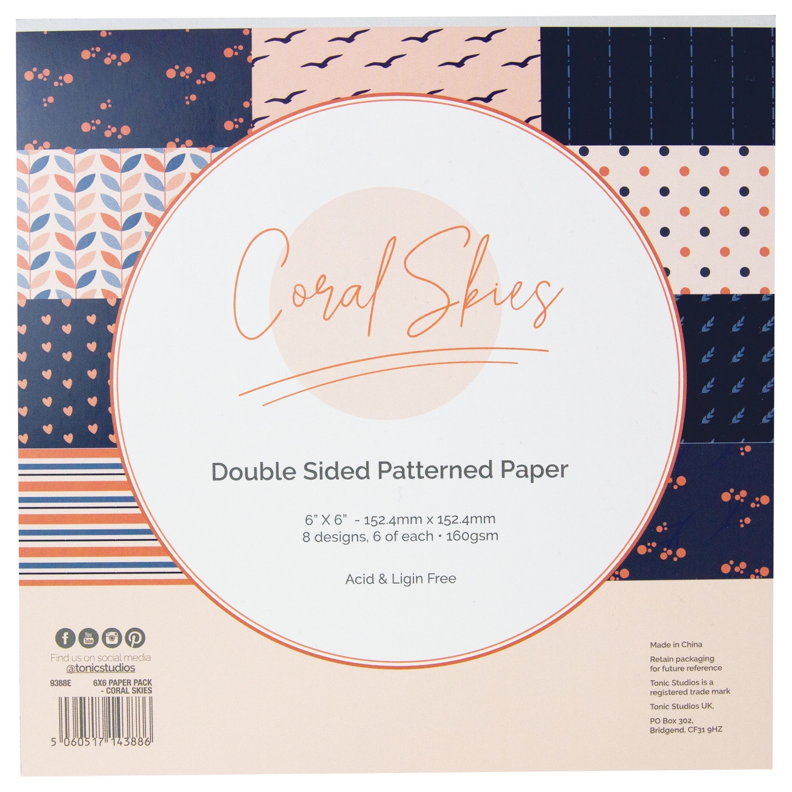 Craft Perfect Mixed Card Pack 6"X6" 24/Pkg-Coral Skies