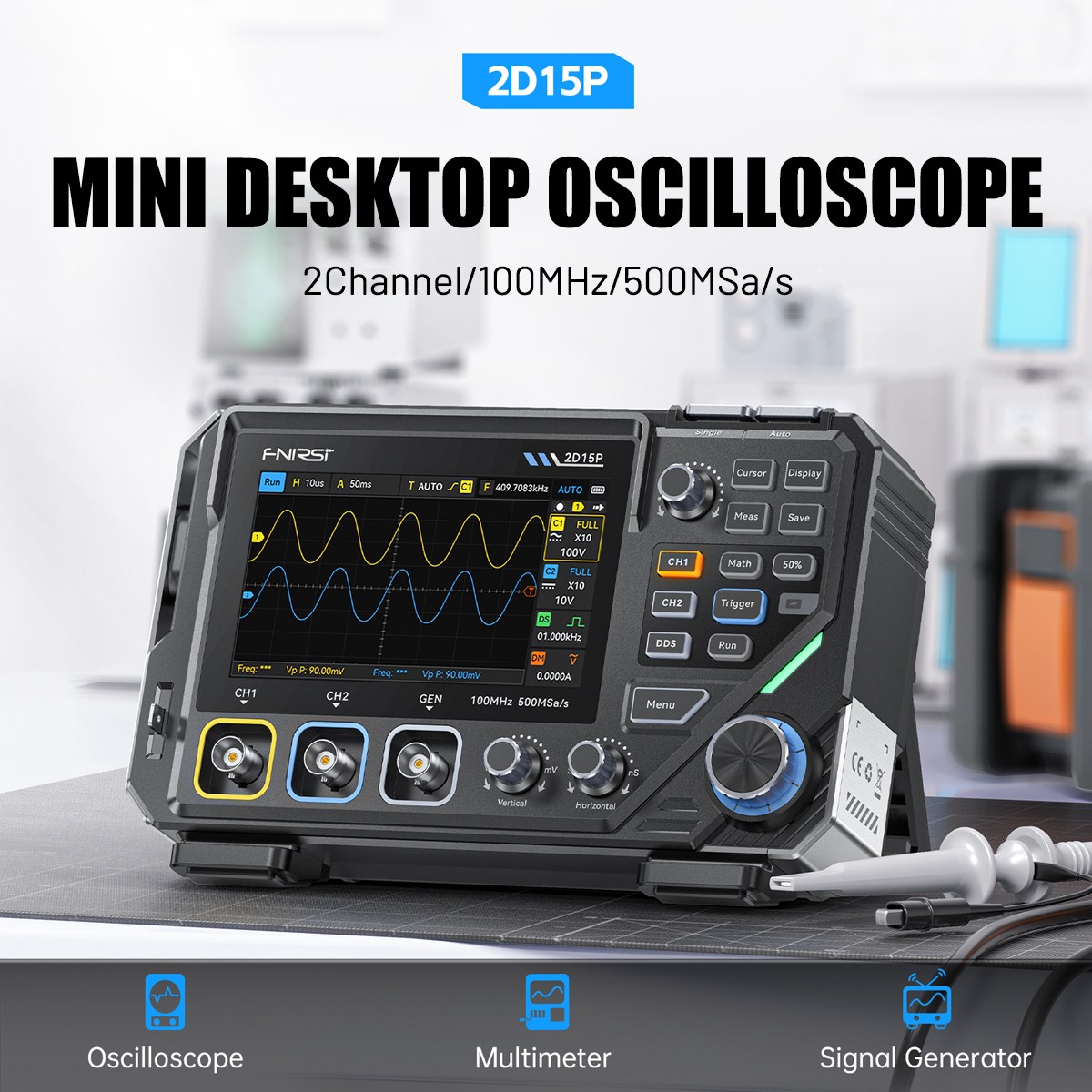 All-in-One Handheld 100MHz ScopeMeter:Oscilloscope Waveform Generator&Multimeter
