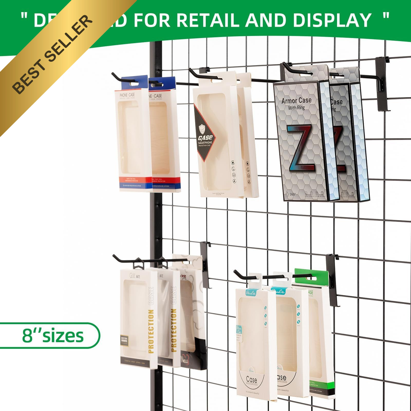 8 Inch Gridwall Hooks 40 Pack Black Grid Panel Display Hanging Storage Hardware