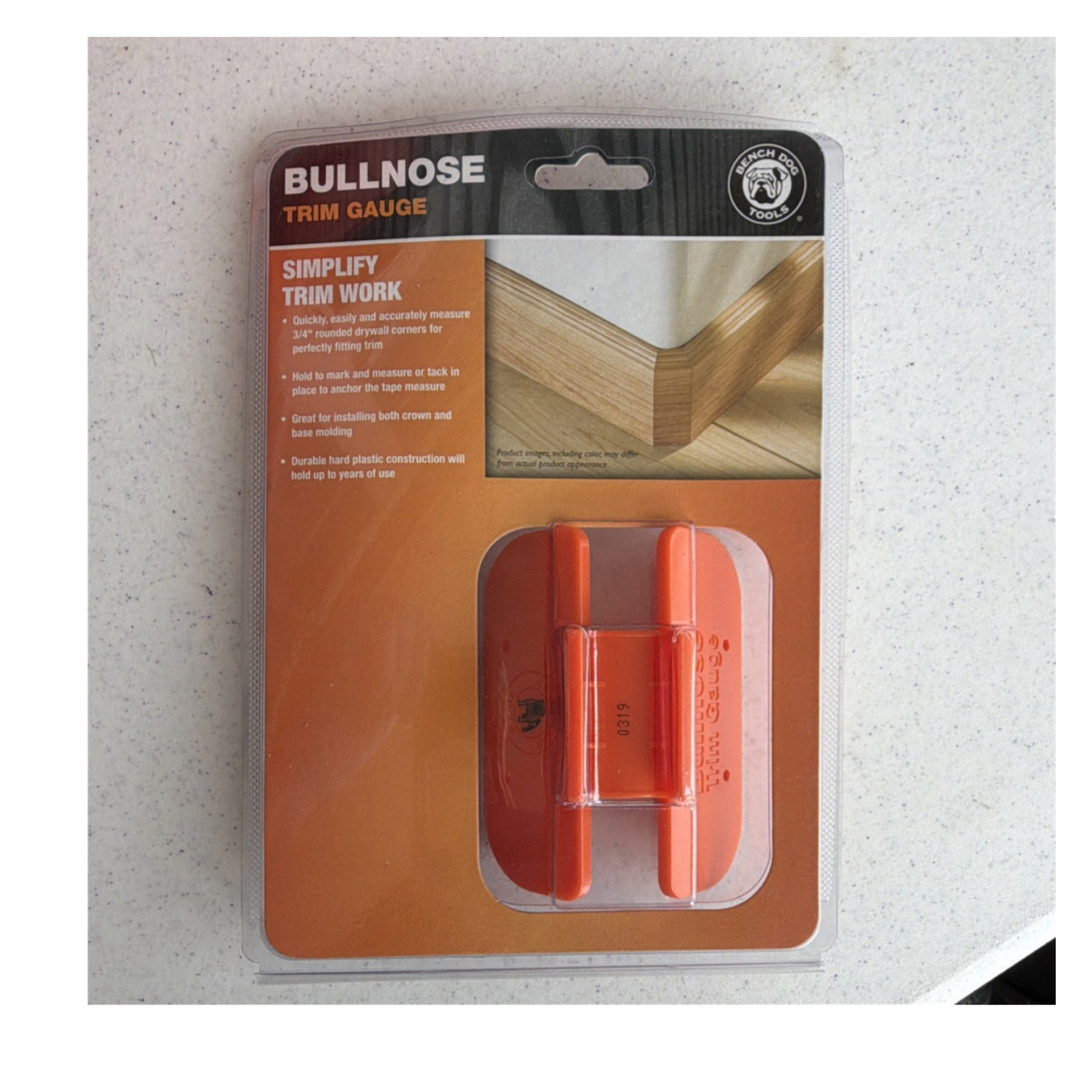 Bench Dog Tools Bullnose Trim Gauge Orange Plastic Manual Trim Layout Tool