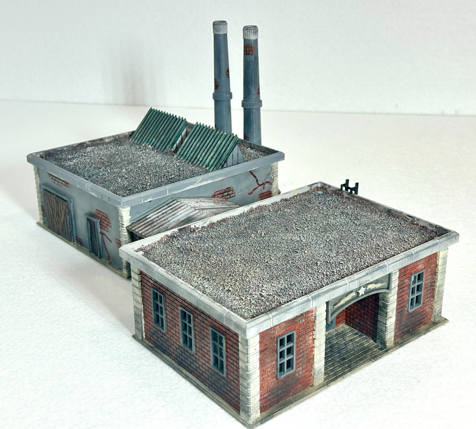 1/56 WWII Industrial Factory – Painted PLA Terrain – Bolt Action 28mm – Modular