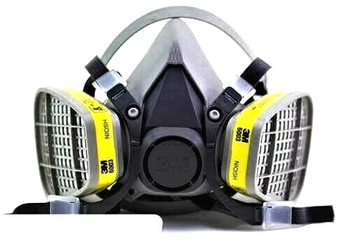 3M 6200 Half Face Mask Respirator & 2- 6003 Organic Vapor Acid Gas Cartridge MED