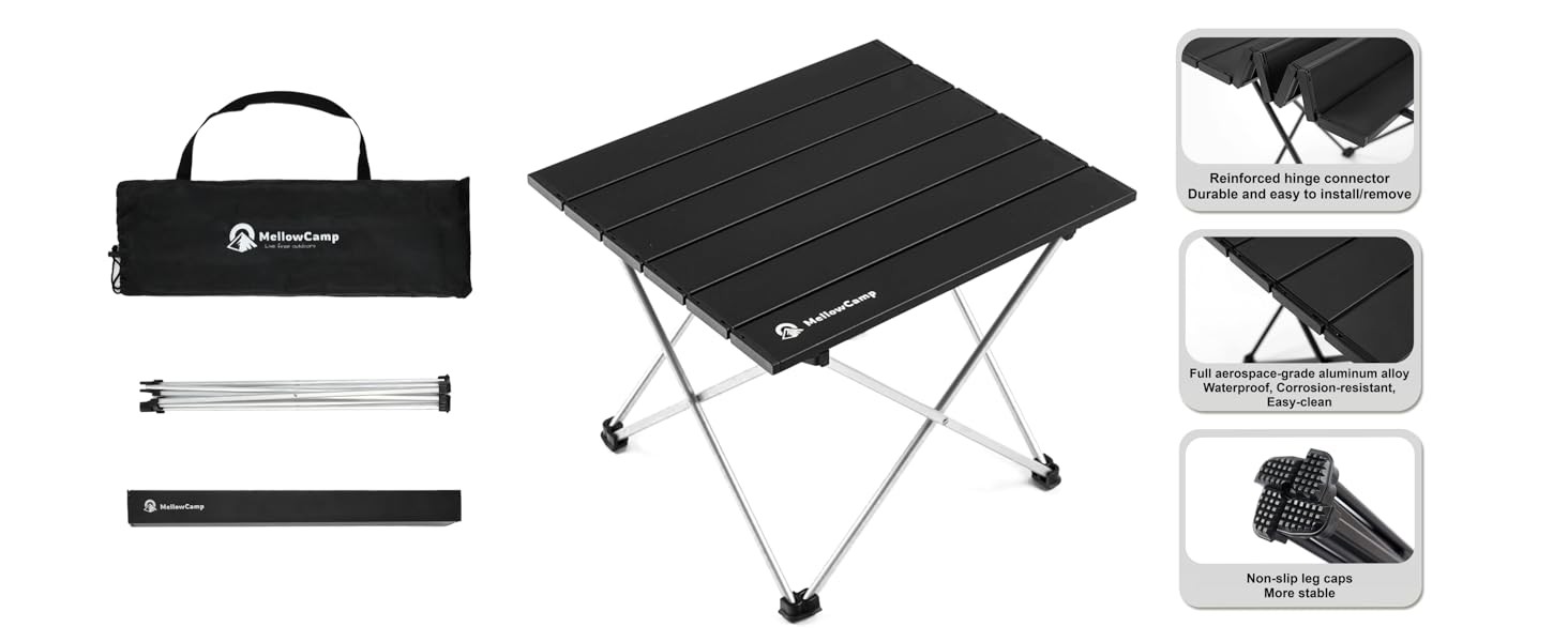 Camping Side Table, Ultralight Aluminum Folding Table, Small Compact Portable