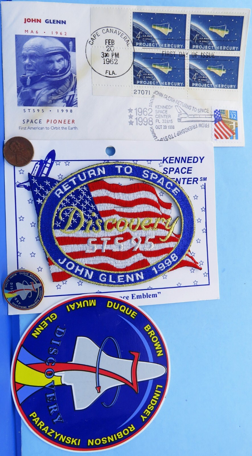 Space Shuttle DISCOVERY Lot of 4 vtg STS-95 John GLENN Return to SPACE