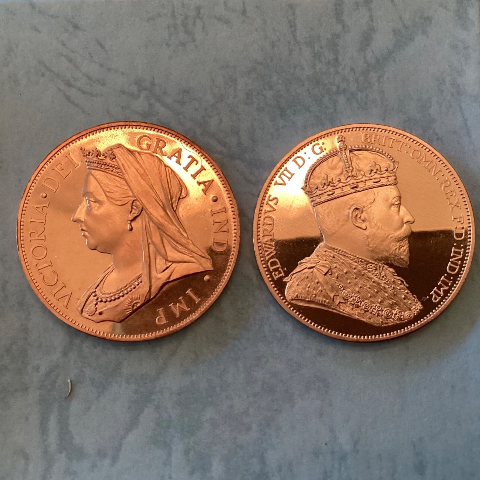 ~  CANADA 1901 VICTORIA & EDWARD VII COPPER PROOF INA RETRO PATTERN DOLLAR SET