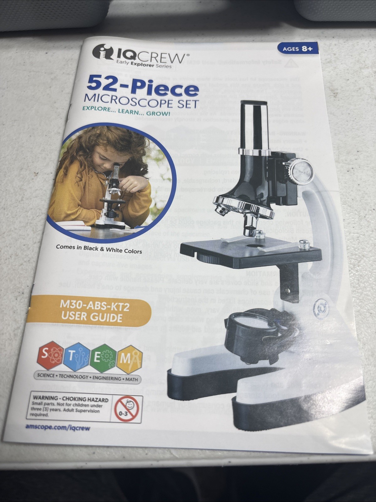 IQCrew 52-Piece Microscope Set with Durable Metal Frameworks for Students