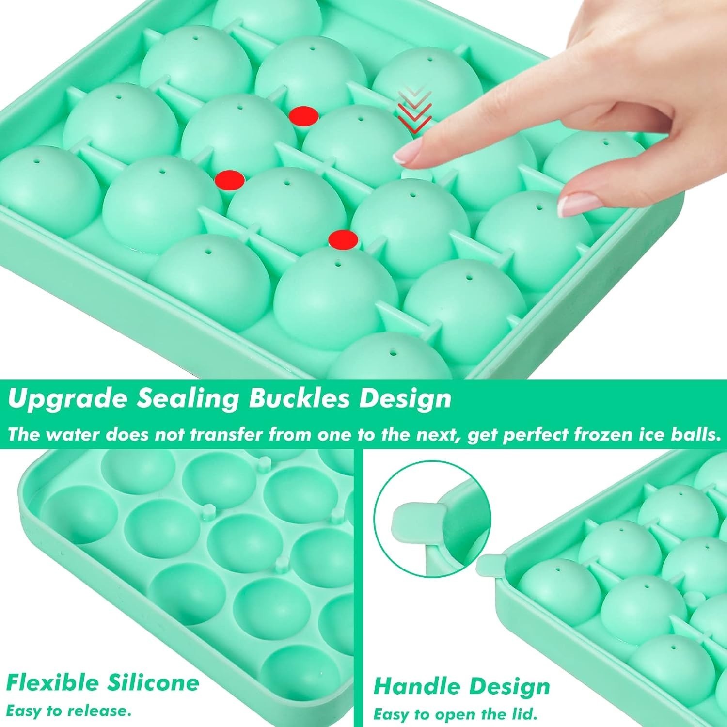 2 Pack Silicone Round Ice Cube Molds, 1.1 Inch Ice Ball Maker Easy Release Si...