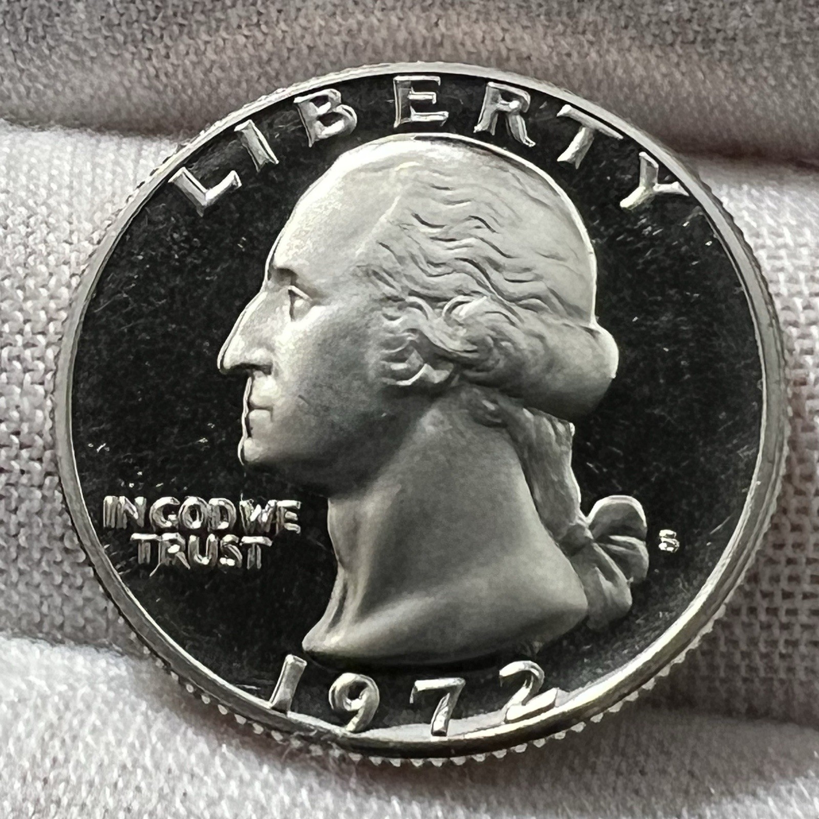 1972-S Washington Quarter Deep Cameo Proof receive coin pictured #5879