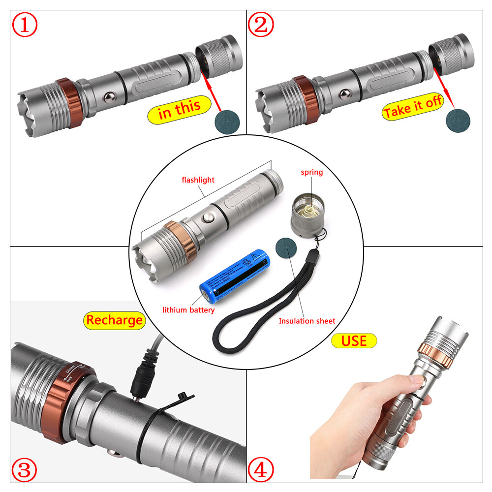 Brightest 9500000LM Police Tactical Flashlight Rechargeable High Power Led Torch