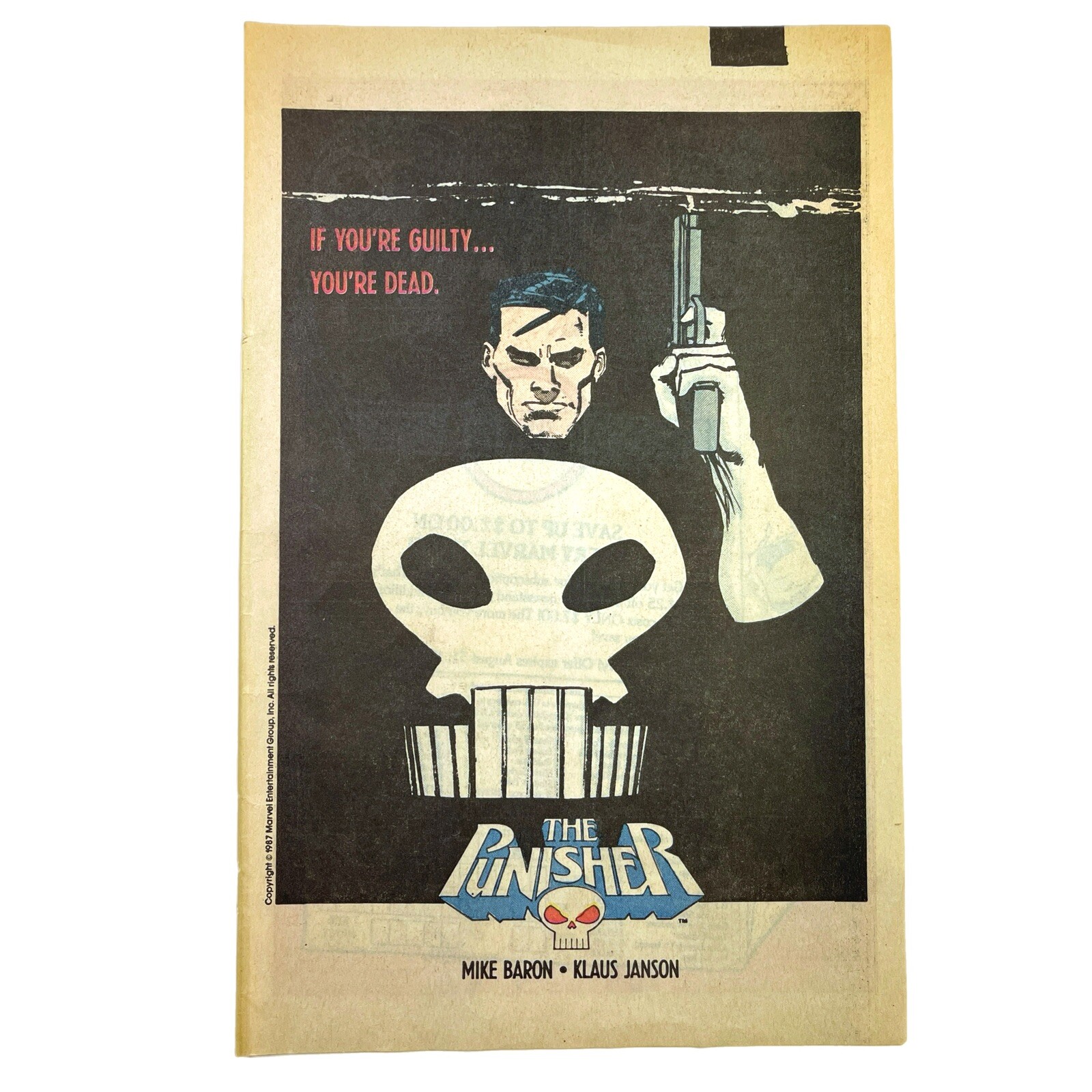 Punisher 1987 Print Ad Preview Baron Janson Marvel Comics Wall Art 6.5”x10”