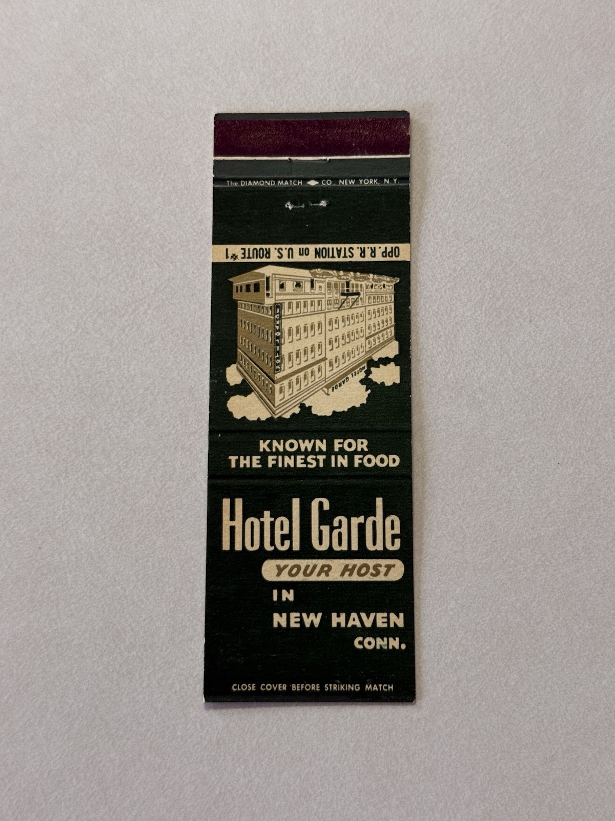 Hotel Garde New Haven Connecticut Vintage Matchbook Cover T