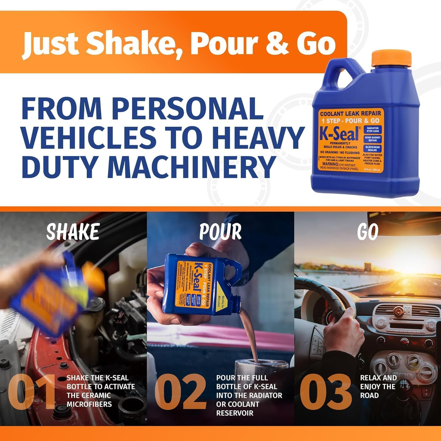 ST5501 Multi-Purpose One Step Permanent Coolant Leak Repair, 8Oz, Pour and Go, M