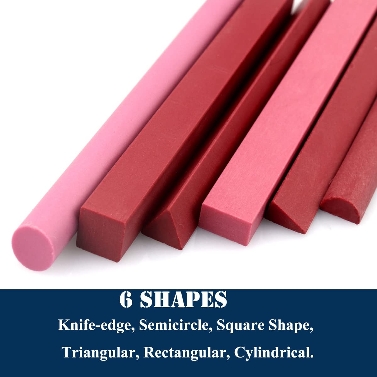 CBRIGHT Sharpening Stone Set, 6pcs 3000# Ruby Whetstone Stone-short, Red