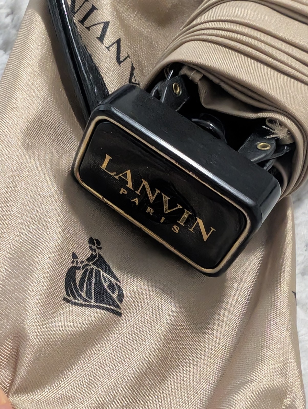 Vintage Lanvin Paris Emblem Print Folding Umbrella