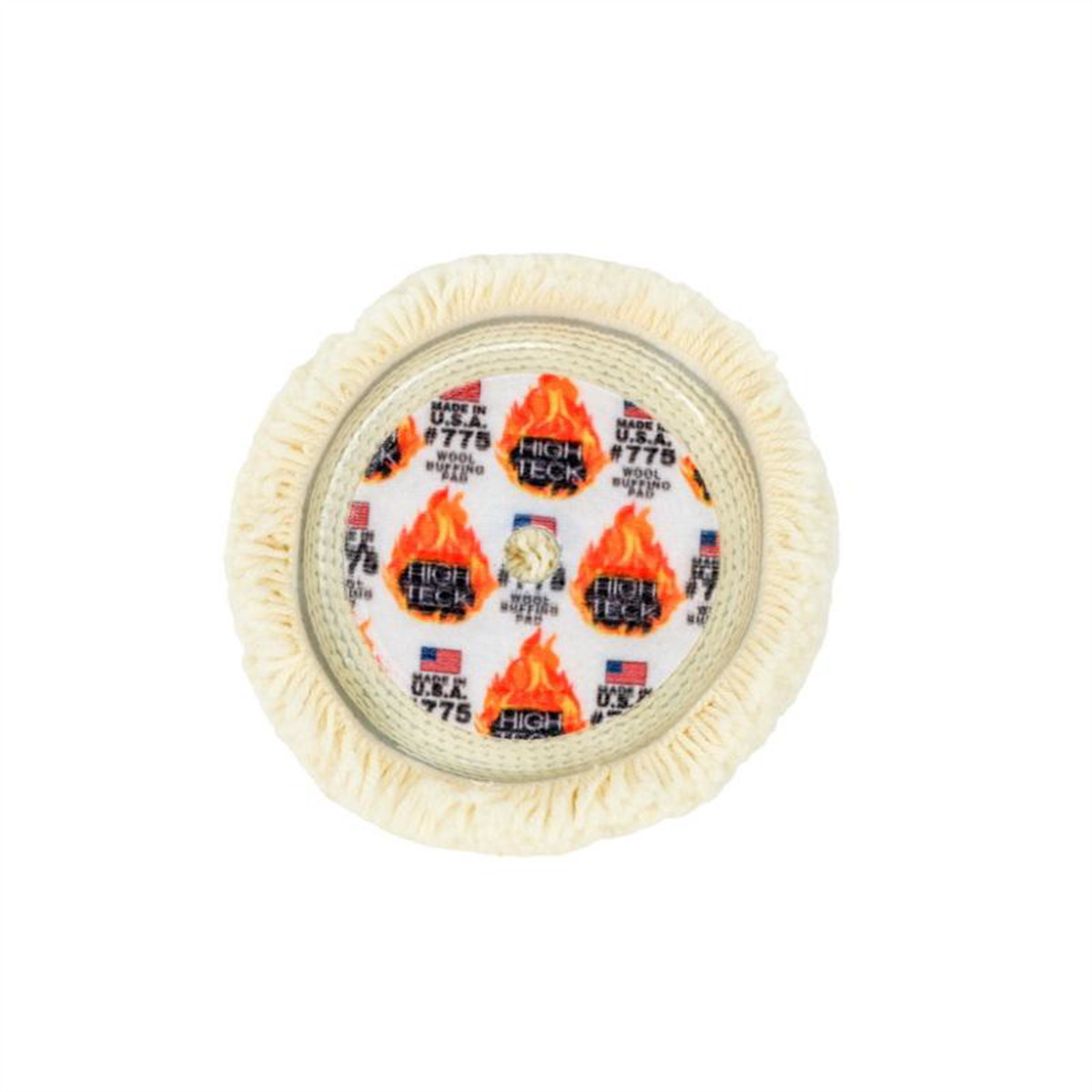 High Teck Products 775 Buffing Pad, 7.5 in Dia x 1.5 in in THK, 100% Wool, Hook