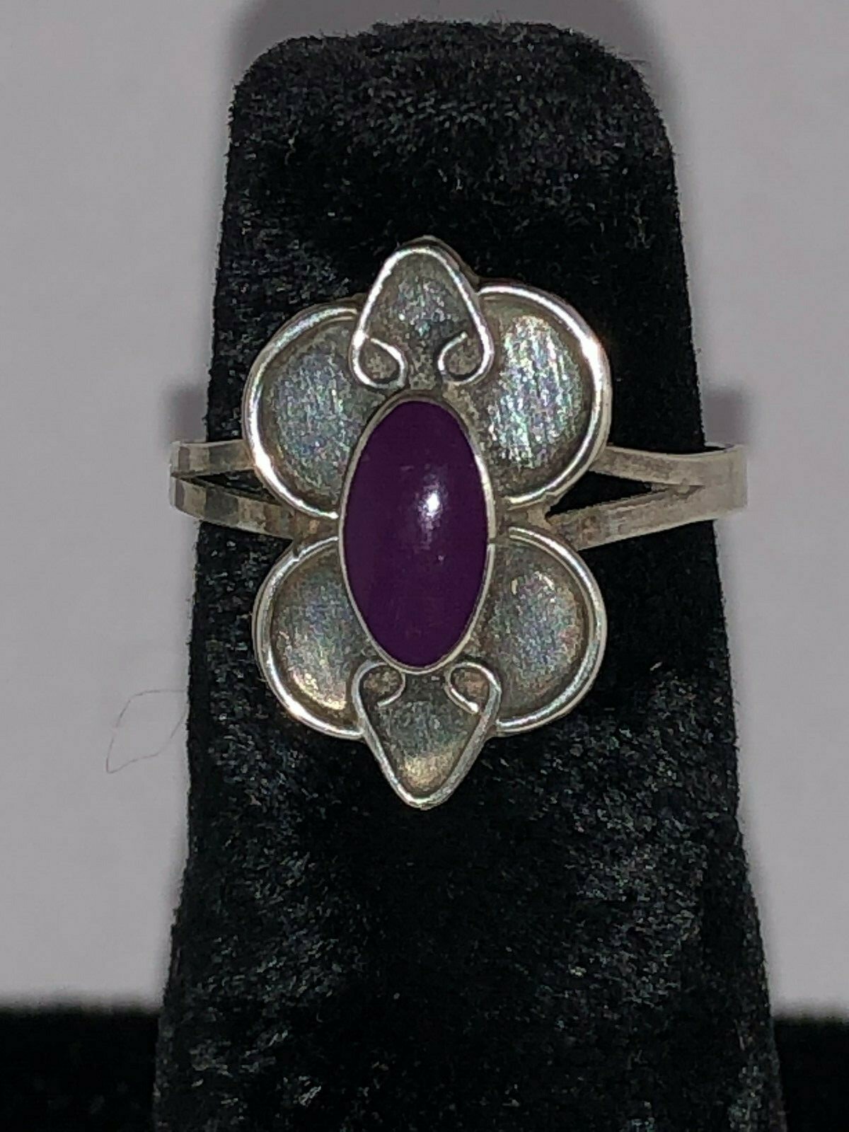 Sterling ring with purple marquise stone
