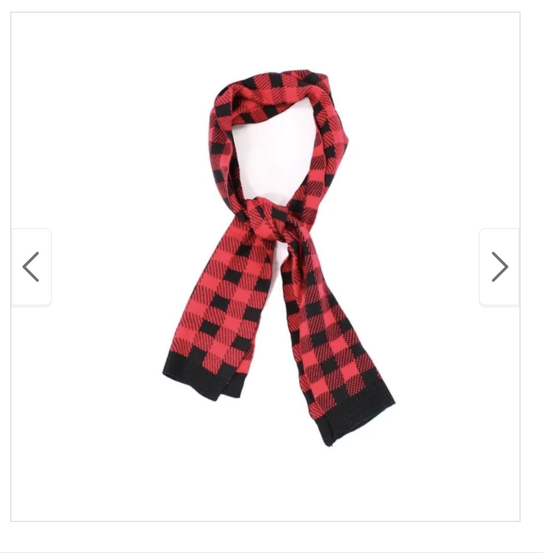 NWT Woolrich Buffalo Stretch Check Men's Plaid Red Black Knit Scarf $59