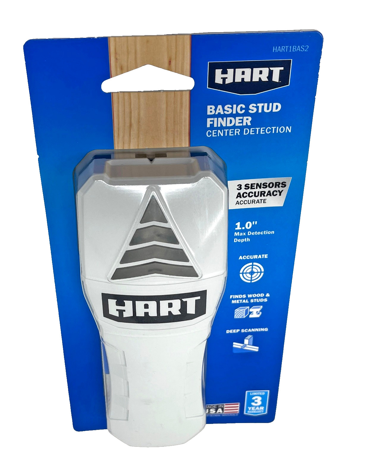 HART BASIC STUD FINDER 3-Sensors 1.0" DETECTION DEPTH DEEP SCAN Wood Metal Studs