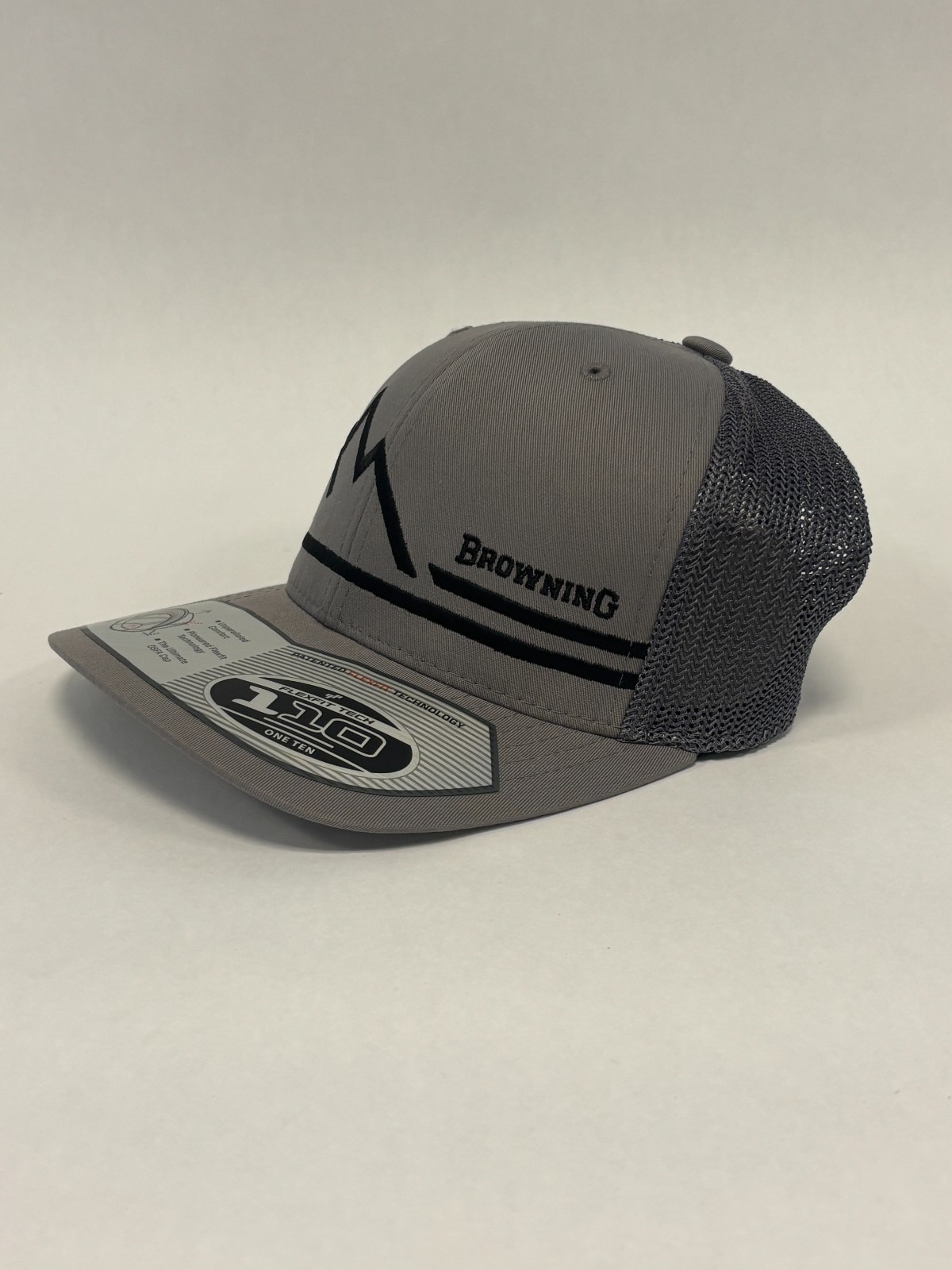 Browning Mountain Peak Gray Mesh FlexFit SnapBack Cap Buckmark Logo Cap - NWT