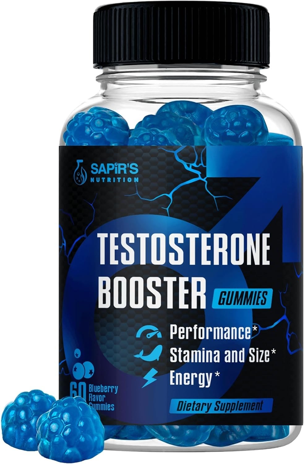Male Enhancement Gummies Testosterone Booster Gummies 60 Blue Raspberry Chews
