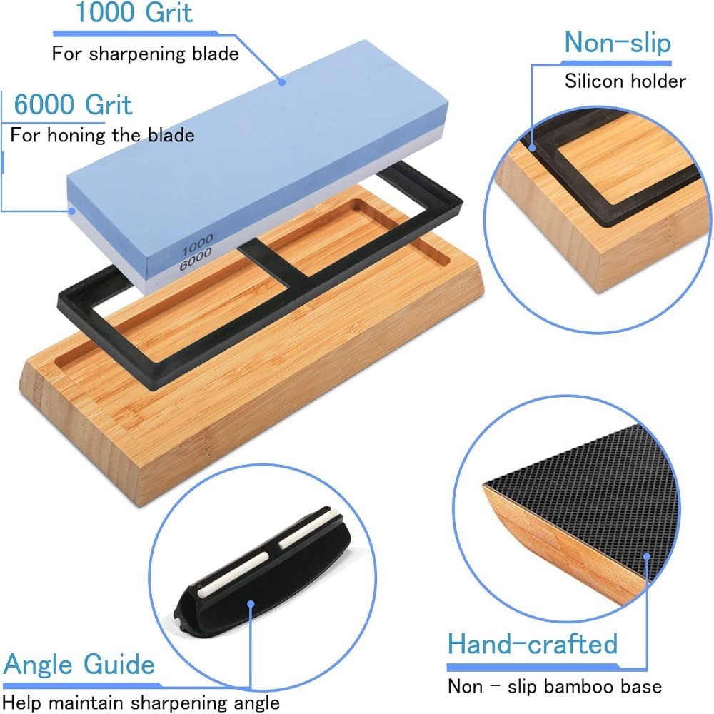 Whetstone Knife Sharpening Stone Kit - Double Sided Whetstone Knife Sharpener