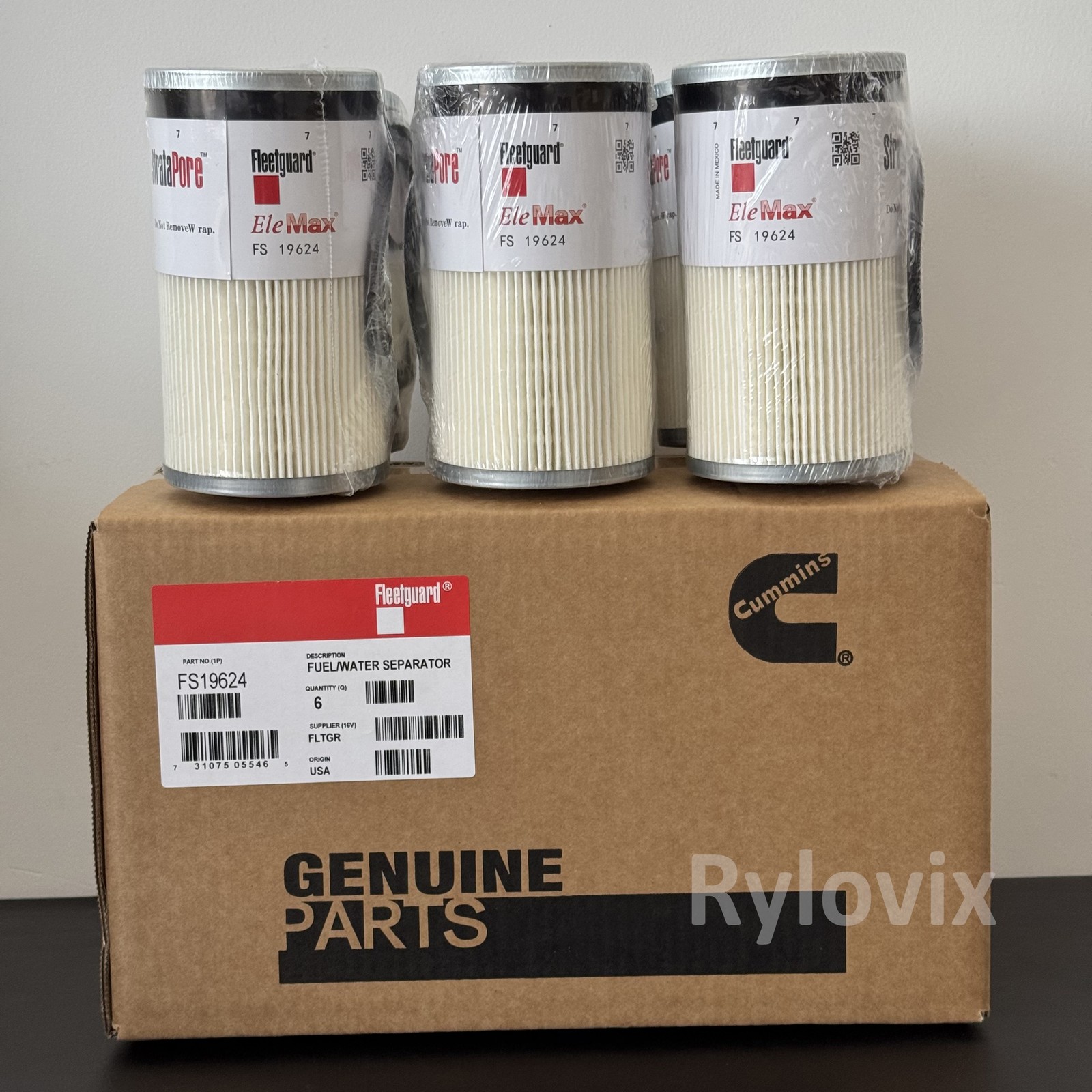 6Pack FS19624 Fleetguard Fuel Filter / Water Separator Cummins US Free Shipping