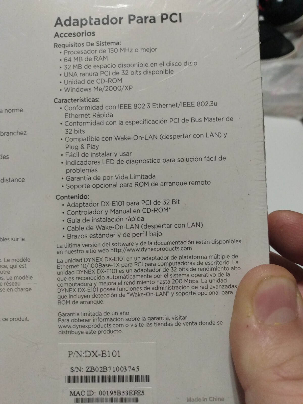 Dynex PCI Adapter Model DX-E101