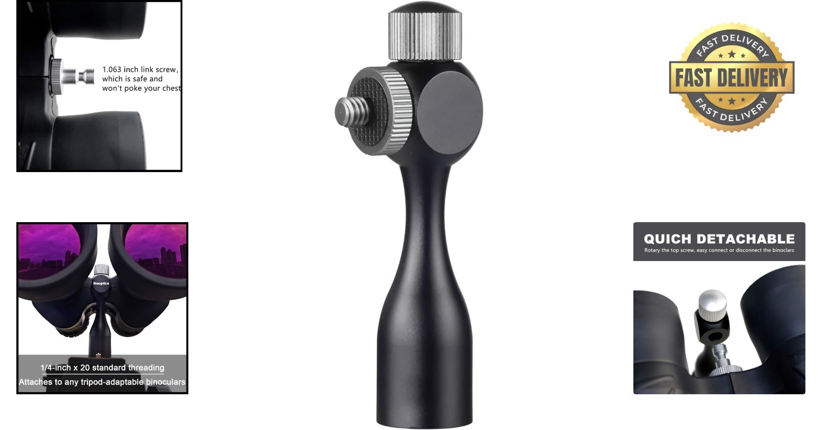 Versatile Quick Release Binocular Tripod Adapter - Lifetime Included