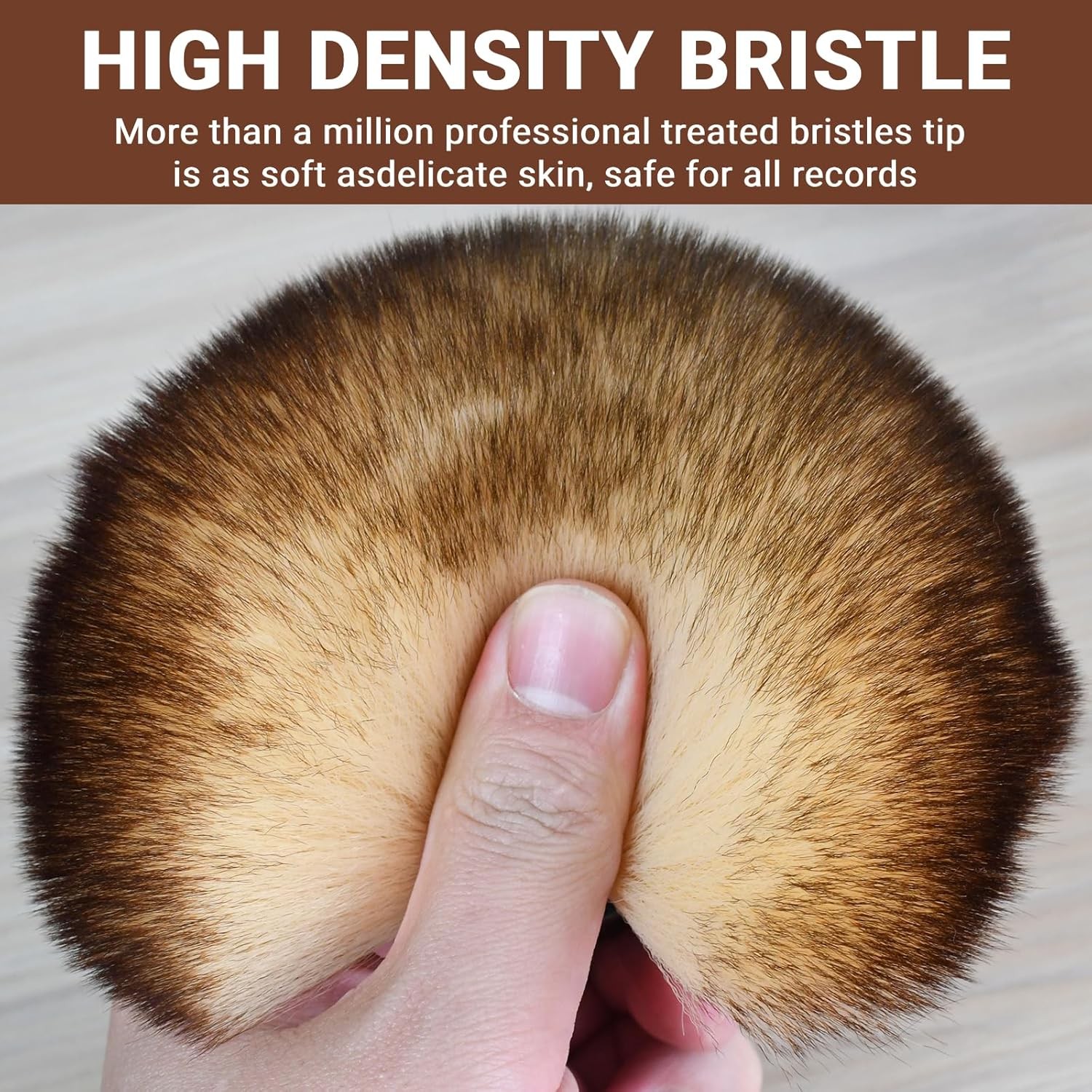 2-in-1 Vinyl Record Cleaning Kit with Stylus Brush - Anti Static Soft Brown