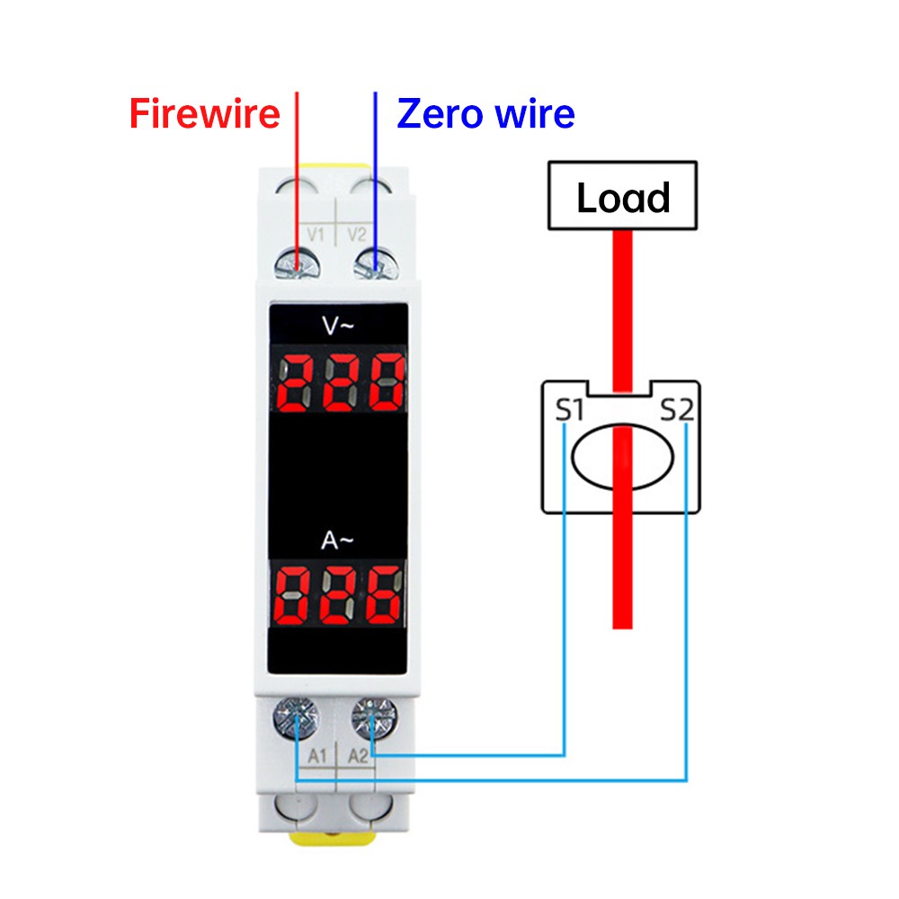 AC 80-500V 100A DIN Rail Ammeter Voltmeter Digital Display Voltage Current Meter