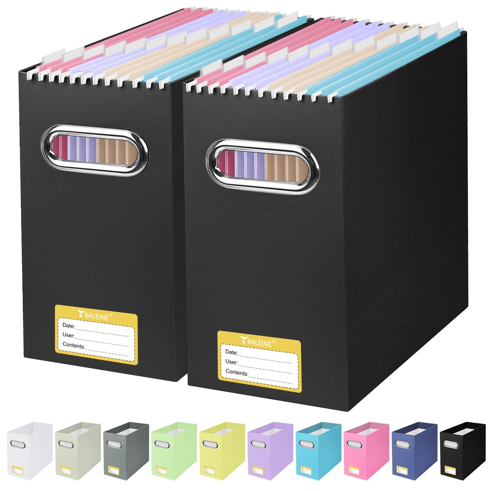 File Organizer Box, Cardboard File Folder Organizer with Handle for Letter Si...