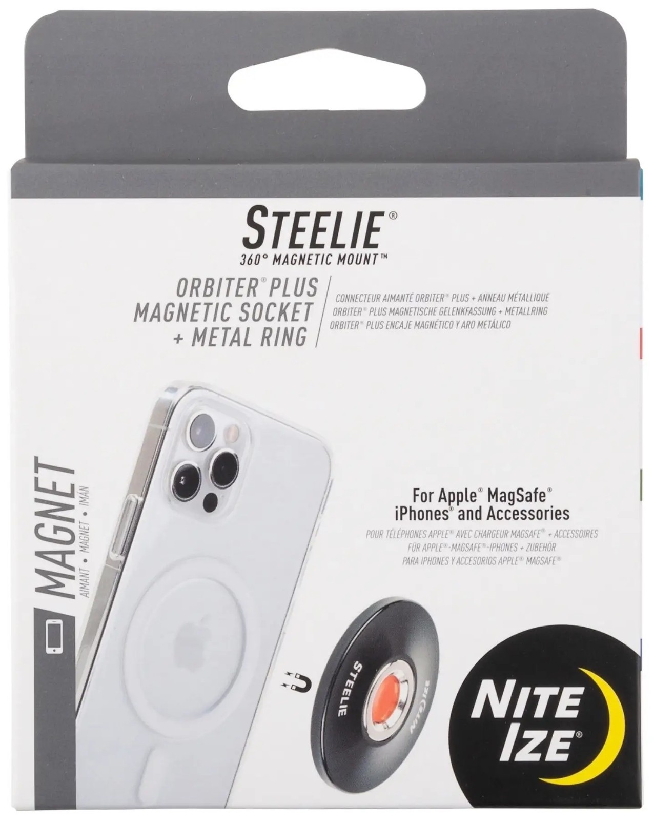 Nite Ize Steelie 360° Magnetic Mount Orbiter Plus Magnetic Socket + Metal Ring