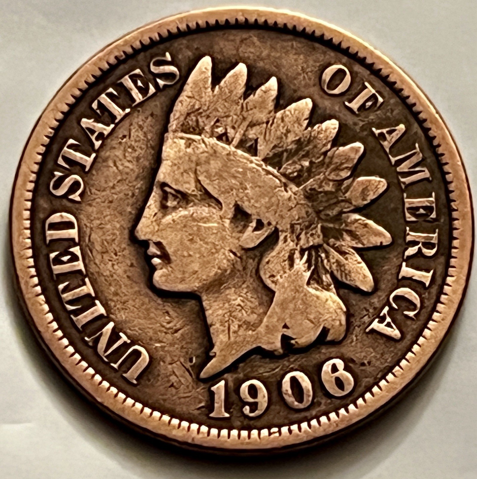 1906 Indian Head Cent Original Brown Patina Nice Detail Philadelphia Penny BN937
