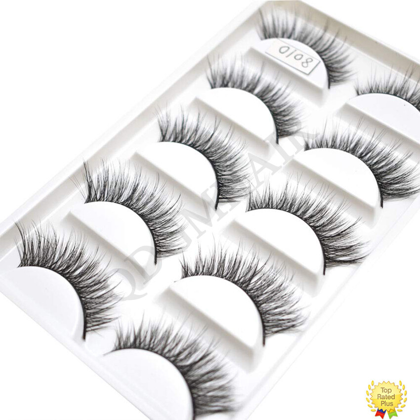 3D Mink False Eyelashes Wispy Cross Fluffy Long Fake Strip Eye Lashes 5 Pairs US
