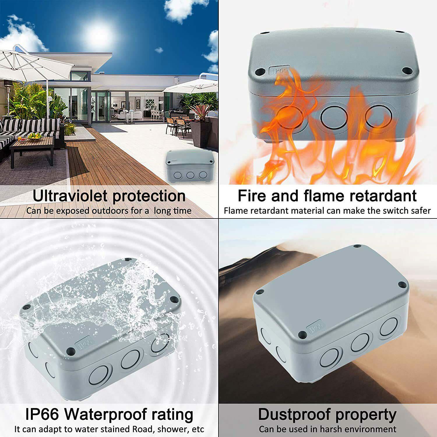 Outdoor Large Project Junction Box Waterproof Plastic Electrical Enclosure Gray