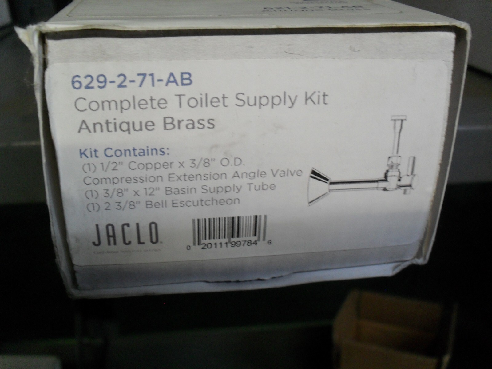 Jaclo 629-2-71-AB 1/2" C x 3/8" Od QT Angle Valve Toilet supply 12" Antique Bras